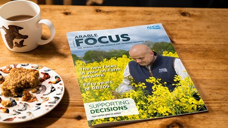 A copy of Arable Focus magazine on a table